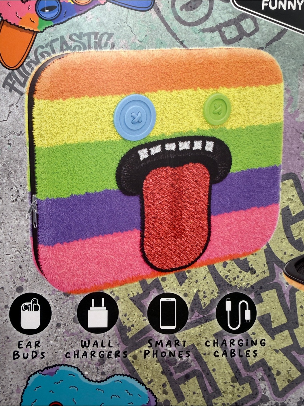 Fuggler Rainbow Oogah Boogah Tech Bag Organizer - Plush Stripe - Picture 4 of 5